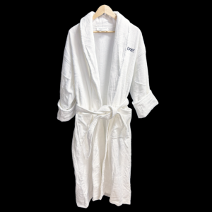 Sferra Robe with Luxe Logo on a Black Background