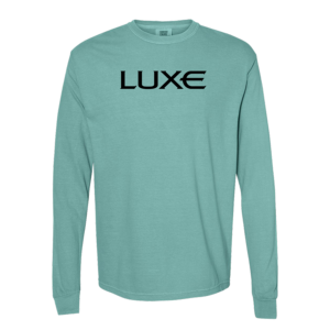Seafoam Green Colored Unisex Long Sleeve Tee with Black Luxe Logo
