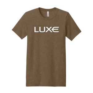 Heather Brown Colored Unisex Tee with White Luxe Logo