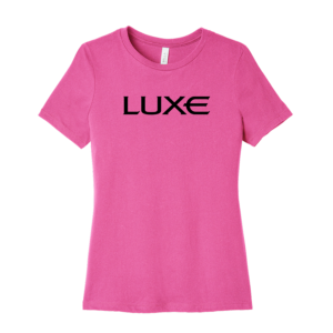 Charity Pink Colored Women's Jersey Tee with Black Luxe Logo