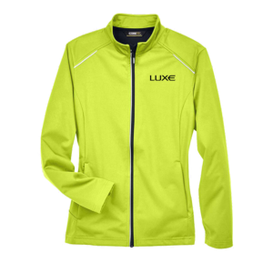Safety Yellow Colored Women's Rain Jacket with Black Luxe Logo