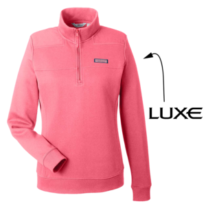 Jetty Red Colored Women's Vineyard Vines Quarter Zip Sweatshirt with Black Luxe Logo