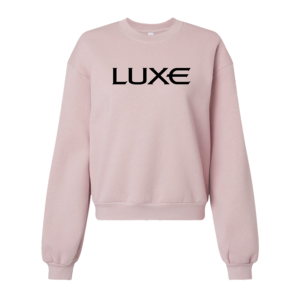 Blush Colored Women's Crewneck Sweatshirt with Black Luxe Logo