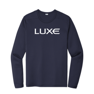 True Navy Colored Men's UV Long Sleeve Tee with White Luxe Logo